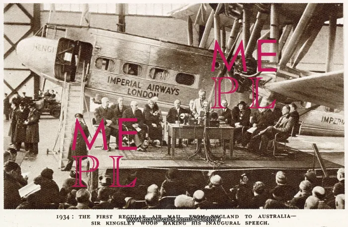 : First regular air mail, England to Australia 1934 : First regular air mail, England to Australia 1934