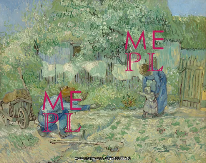 : First Steps, after Millet, by Vincent Van Gogh : First Steps, after Millet, by Vincent Van Gogh