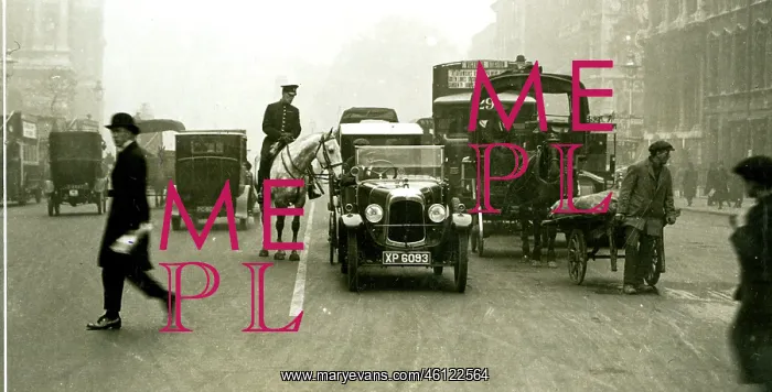 : First white line painted on a London road : First white line painted on a London road