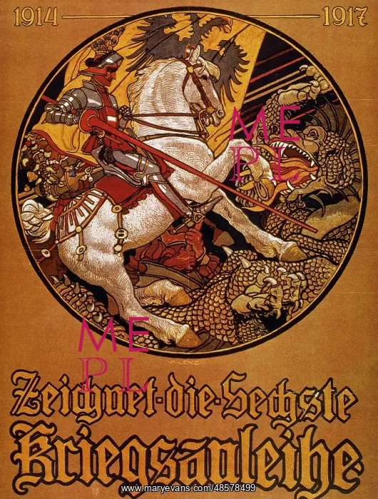: First World War. German poster inviting people to join the w : First World War. German poster inviting people to join the w
