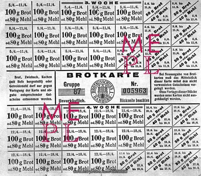 : First World War / WWI, Germany, rationing of : First World War / WWI, Germany, rationing of