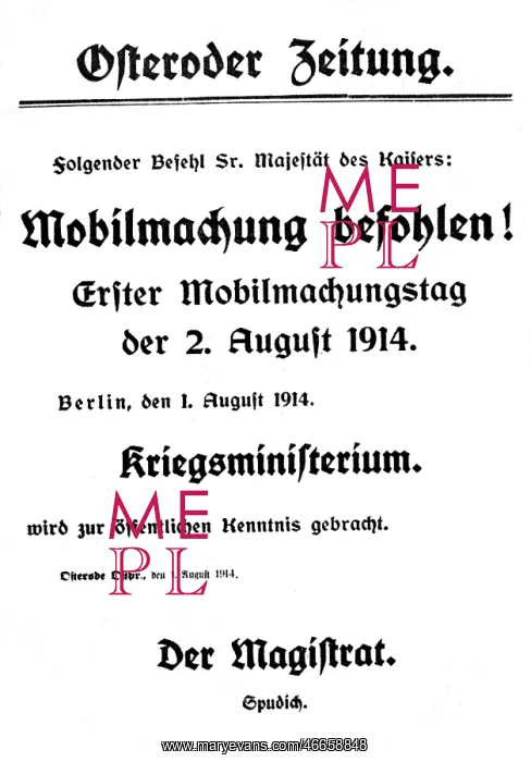 : First World War / WWI, outbreak of the war, Mobilmachung : First World War / WWI, outbreak of the war, Mobilmachung