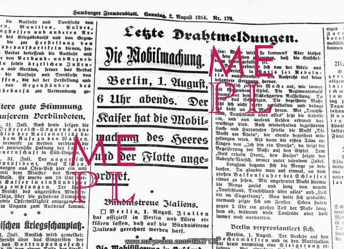 : First World War / WWI, outbreak of the war, press : First World War / WWI, outbreak of the war, press