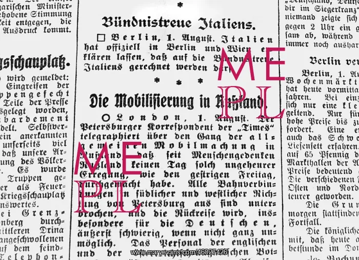 : First World War / WWI, outbreak of the war, press : First World War / WWI, outbreak of the war, press