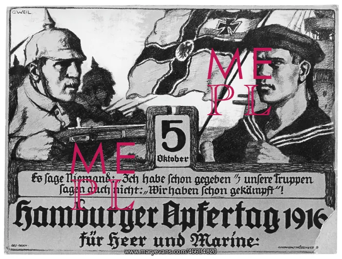 : First World War / WWI, propaganda, Hamburger : First World War / WWI, propaganda, Hamburger