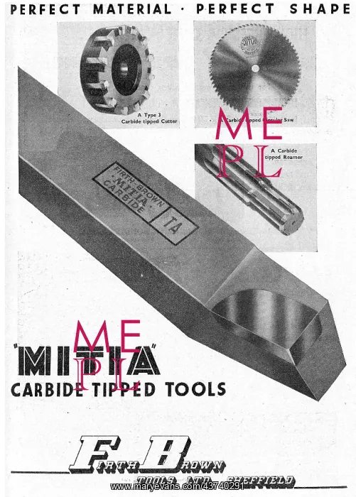 : Firth Brown Carbide Tipped Machine Tools 1949 : Firth Brown Carbide Tipped Machine Tools 1949