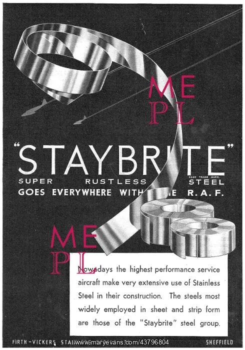 : Firth-Vickers Staybrite Rustless Steel : Firth-Vickers Staybrite Rustless Steel