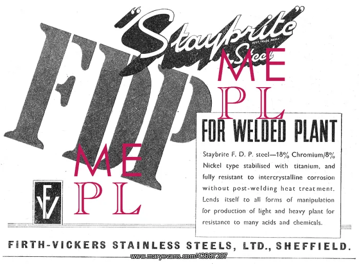  : Firth-Vickers Staybrite Stainless Steels