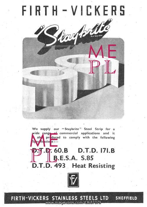 : Firth-Vickers Staybrite Stainless Steels DTD 171.B : Firth-Vickers Staybrite Stainless Steels DTD 171.B