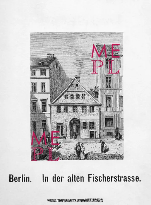 : Fischerstrasse in Berlin, around 1840 : Fischerstrasse in Berlin, around 1840