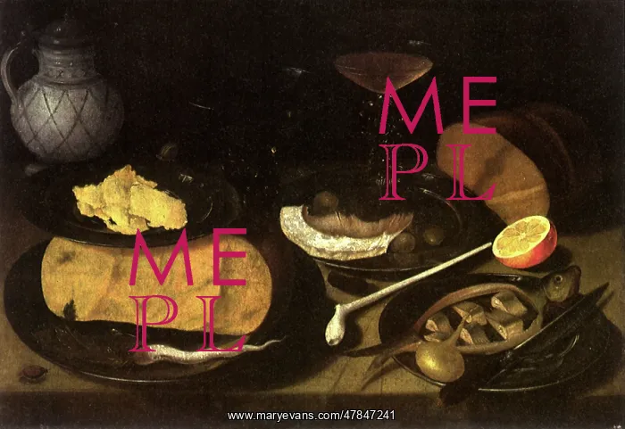 : Fish Still Life with Onion and Cheese : Fish Still Life with Onion and Cheese