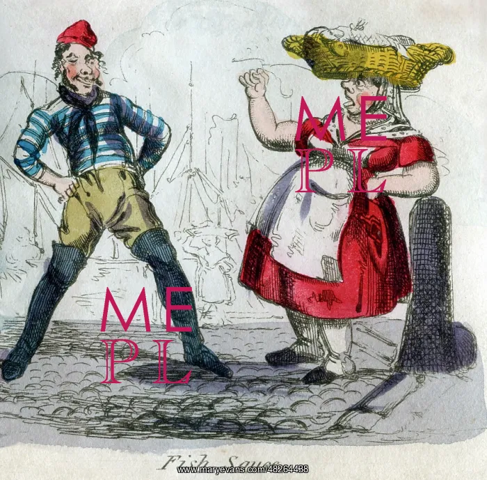 : Fish Sauce - 19th century comical cartoon : Fish Sauce - 19th century comical cartoon