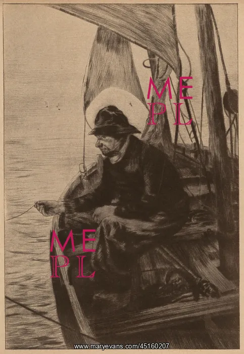 : Fisherman. A portrait sketch of a fisherman holding out his line : Fisherman. A portrait sketch of a fisherman holding out his line