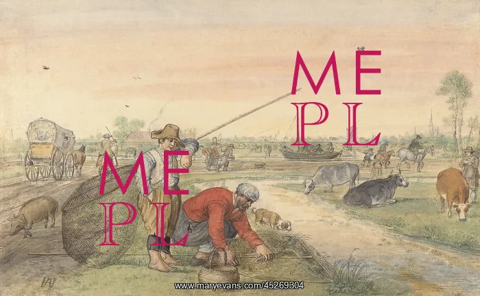 : Fishermen with Nets along a Towpath : Fishermen with Nets along a Towpath