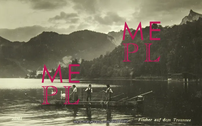 : Fishermen on Traunsee in a Platte. About 1935 : Fishermen on Traunsee in a Platte. About 1935