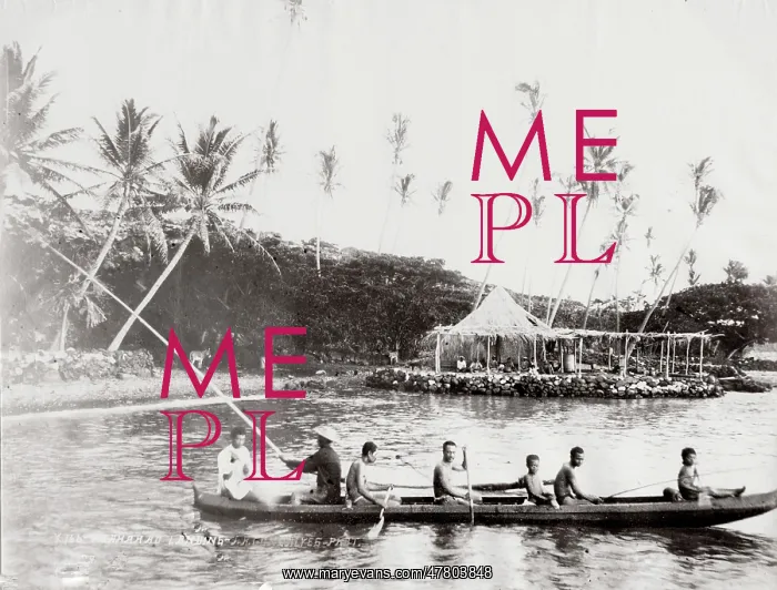 : Fishing canoe and crew, Hawaii : Fishing canoe and crew, Hawaii
