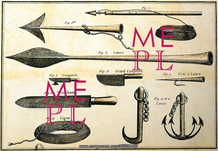 : fishing, whaling, instruments, harpoons, knives : fishing, whaling, instruments, harpoons, knives