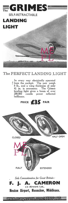 : F.J.A.Cameron - Grimes Self Retractable Landing Lights : F.J.A.Cameron - Grimes Self Retractable Landing Lights