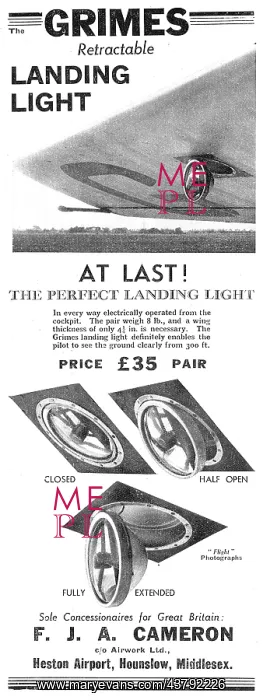 : F.J.A.Cameron - Grimes Self Retractable Landing Lights : F.J.A.Cameron - Grimes Self Retractable Landing Lights