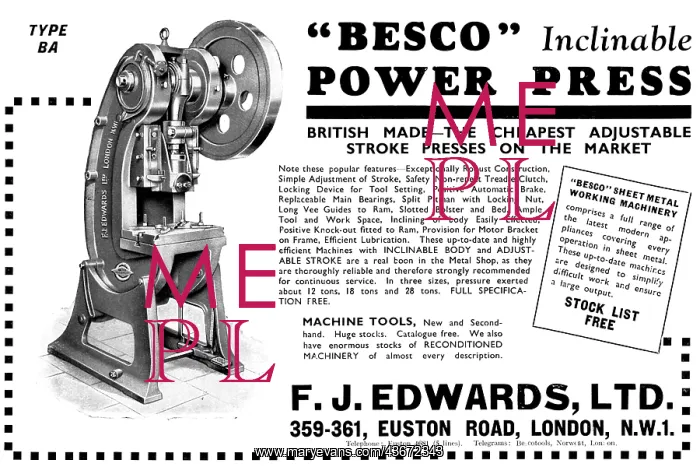 : F.J.Edwards Besco Machine Tools: Besco Power Press : F.J.Edwards Besco Machine Tools: Besco Power Press