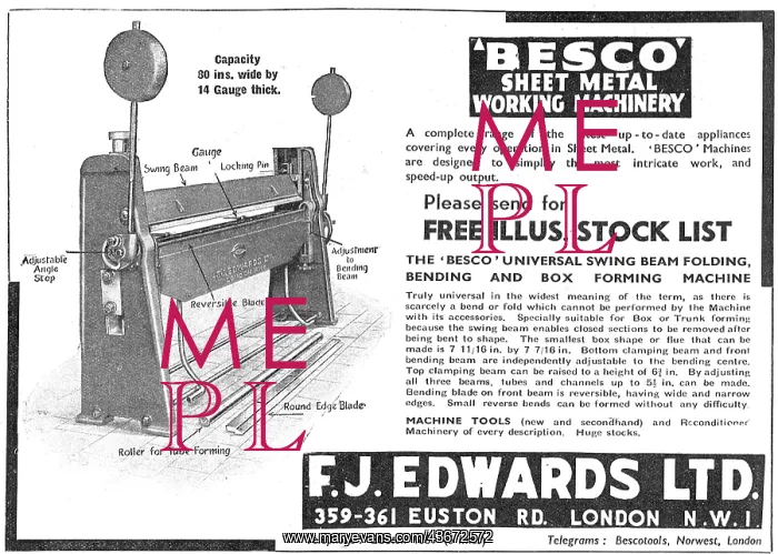 : F.J.Edwards Machine Tools: Besco Box Forming Machine : F.J.Edwards Machine Tools: Besco Box Forming Machine