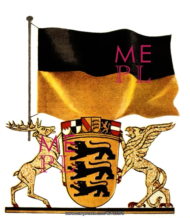 : Flag and coat of arms of Baden-Wuerttemberg : Flag and coat of arms of Baden-Wuerttemberg