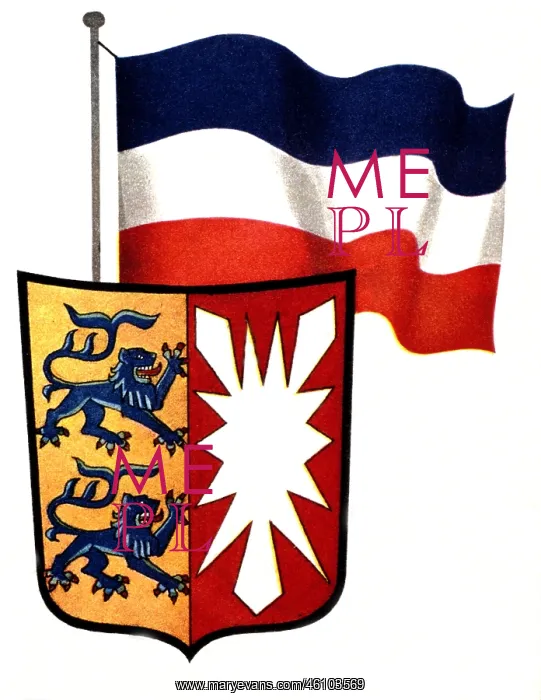 : Flag and coat of arms of Schleswig-Holstein, Germany : Flag and coat of arms of Schleswig-Holstein, Germany
