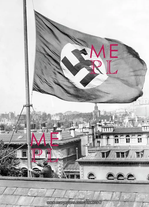 : Flag at half mast for Paul von Hindenburg at the German : Flag at half mast for Paul von Hindenburg at the German