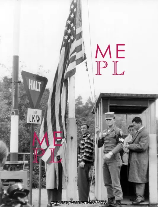 : US flag is hoisted up at checkpoint Helmsted : US flag is hoisted up at checkpoint Helmsted