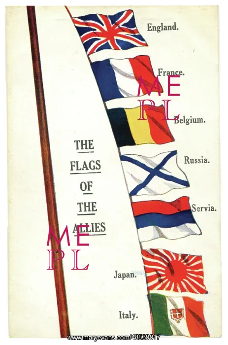 : Flags of the Allies run up a flagstaff : Flags of the Allies run up a flagstaff