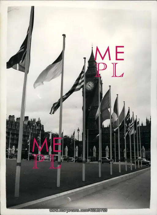 : Flags in Parliament Square, London, for conference : Flags in Parliament Square, London, for conference