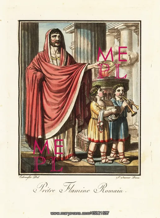 : Flamen priest performing a ritual in ancient Rome : Flamen priest performing a ritual in ancient Rome