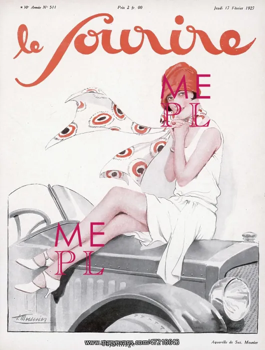 : Flapper posing ona Car Bonnet - 1927 : Flapper posing ona Car Bonnet - 1927