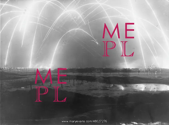 : Flares in the night sky over a battlefield, WW1 : Flares in the night sky over a battlefield, WW1