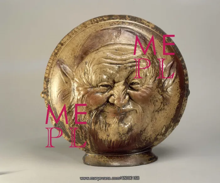 : Flask with a grotesque mask : Flask with a grotesque mask