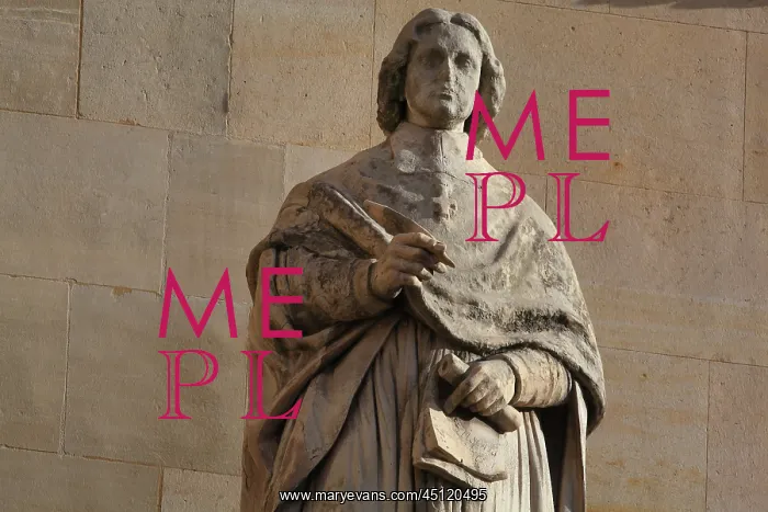 : Flechier statue, Cour Napoleon, Louvre, Paris, France : Flechier statue, Cour Napoleon, Louvre, Paris, France