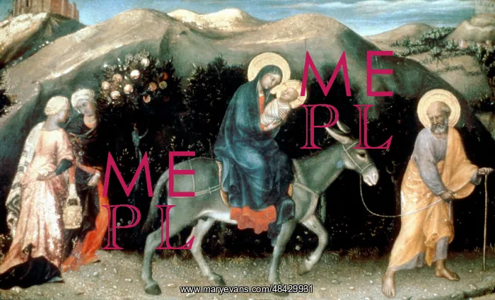 : Flight into Egypt: Bible Matthew 2. Predella : Flight into Egypt: Bible Matthew 2. Predella