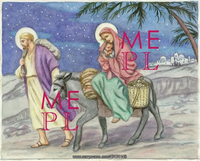  : The Flight into Egypt - Joseph, Mary and Jesus with donkey