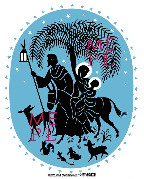 : Flight into Egypt ? with palm tree and animals : Flight into Egypt ? with palm tree and animals