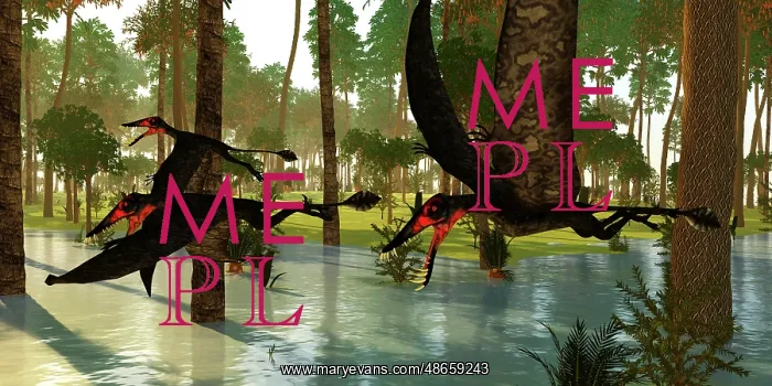  : A flock of Dorygnathus pterosaurs search a flooded