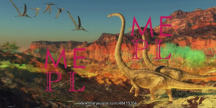 : A flock of pterosaurs fly past two Omeisaurus dinosaurs : A flock of pterosaurs fly past two Omeisaurus dinosaurs