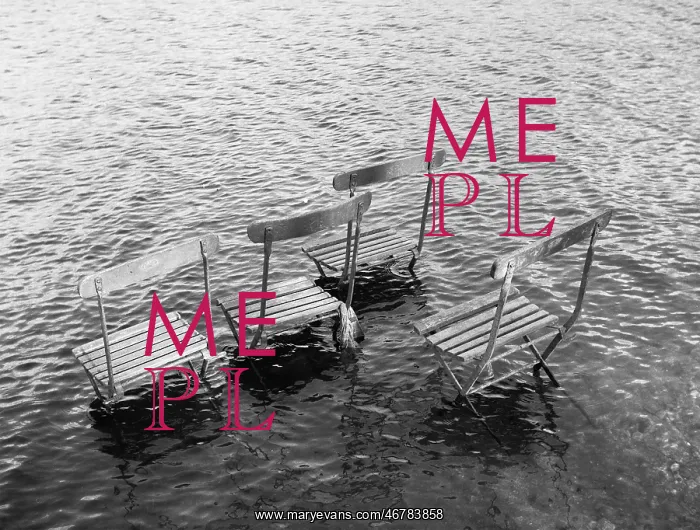  : Flooded riverbank with chairs