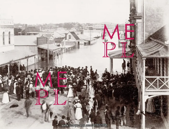 : Floods, flooding, Stanley Street, Brisbane, Australia, 1889 : Floods, flooding, Stanley Street, Brisbane, Australia, 1889