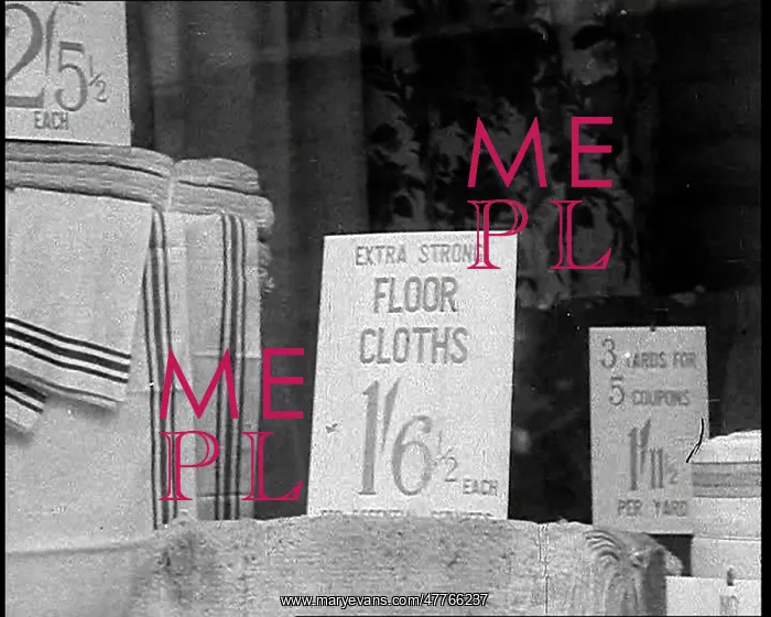 : Floor Cloths and Roller Towels in a Shop Window : Floor Cloths and Roller Towels in a Shop Window