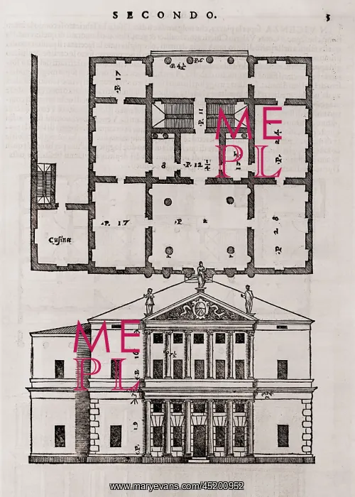 : Floor plan and elevation of a classical ? : Floor plan and elevation of a classical ?