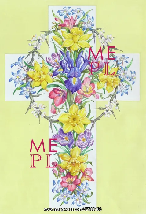 : Floral Cross with iris, daffodils, crocuses etc : Floral Cross with iris, daffodils, crocuses etc