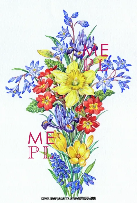 : Floral Cross with Scillas, Irises, Daffodil, etc : Floral Cross with Scillas, Irises, Daffodil, etc