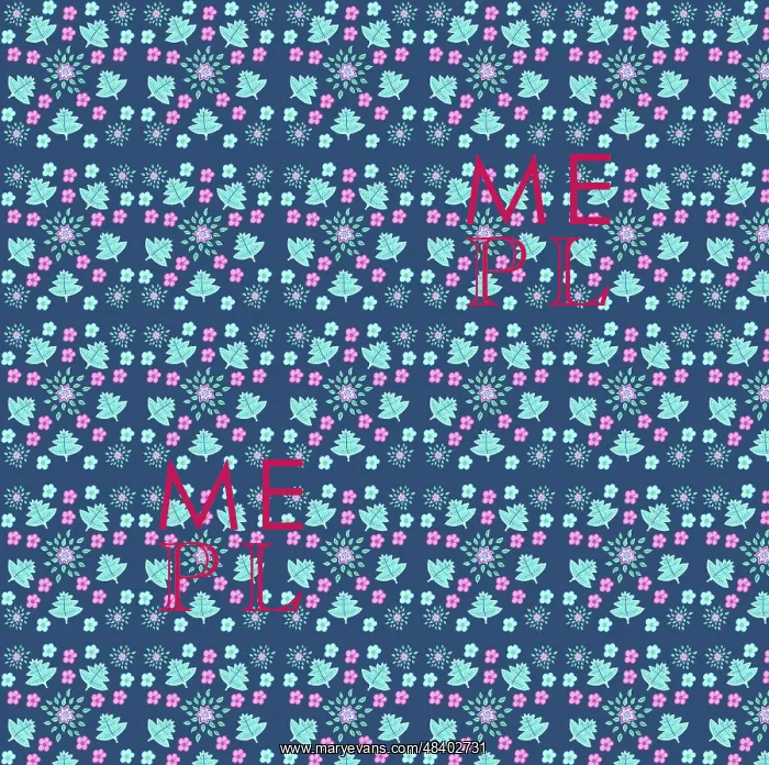  : Floral design in blues, greens and pinks