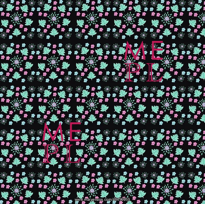  : Floral design in blues, greens and pinks