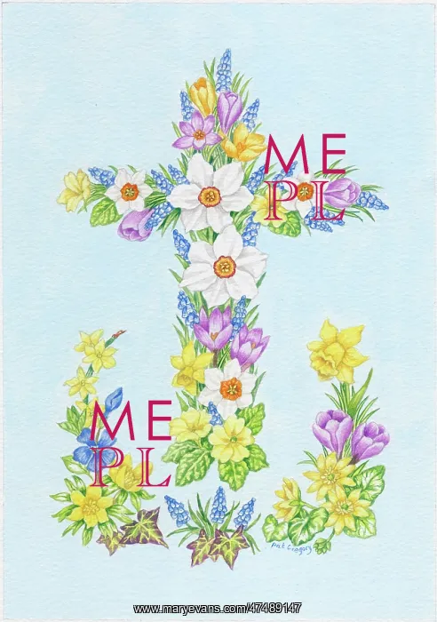 : Floral Easter Cross - Spring Flowers : Floral Easter Cross - Spring Flowers